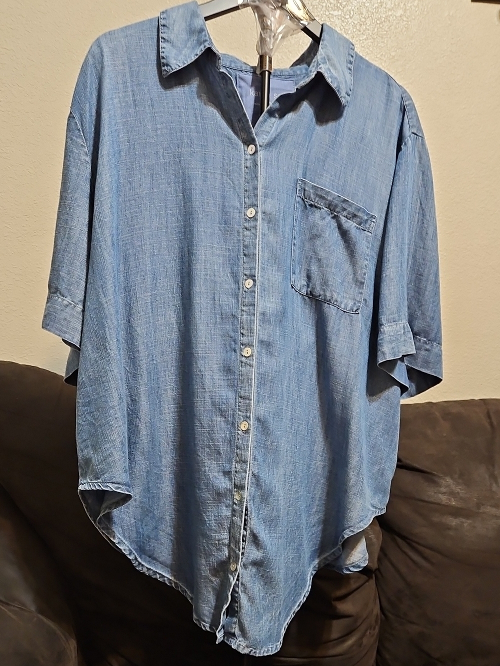 Light Denim Button-Down Shirt - Relaxed Women's Top